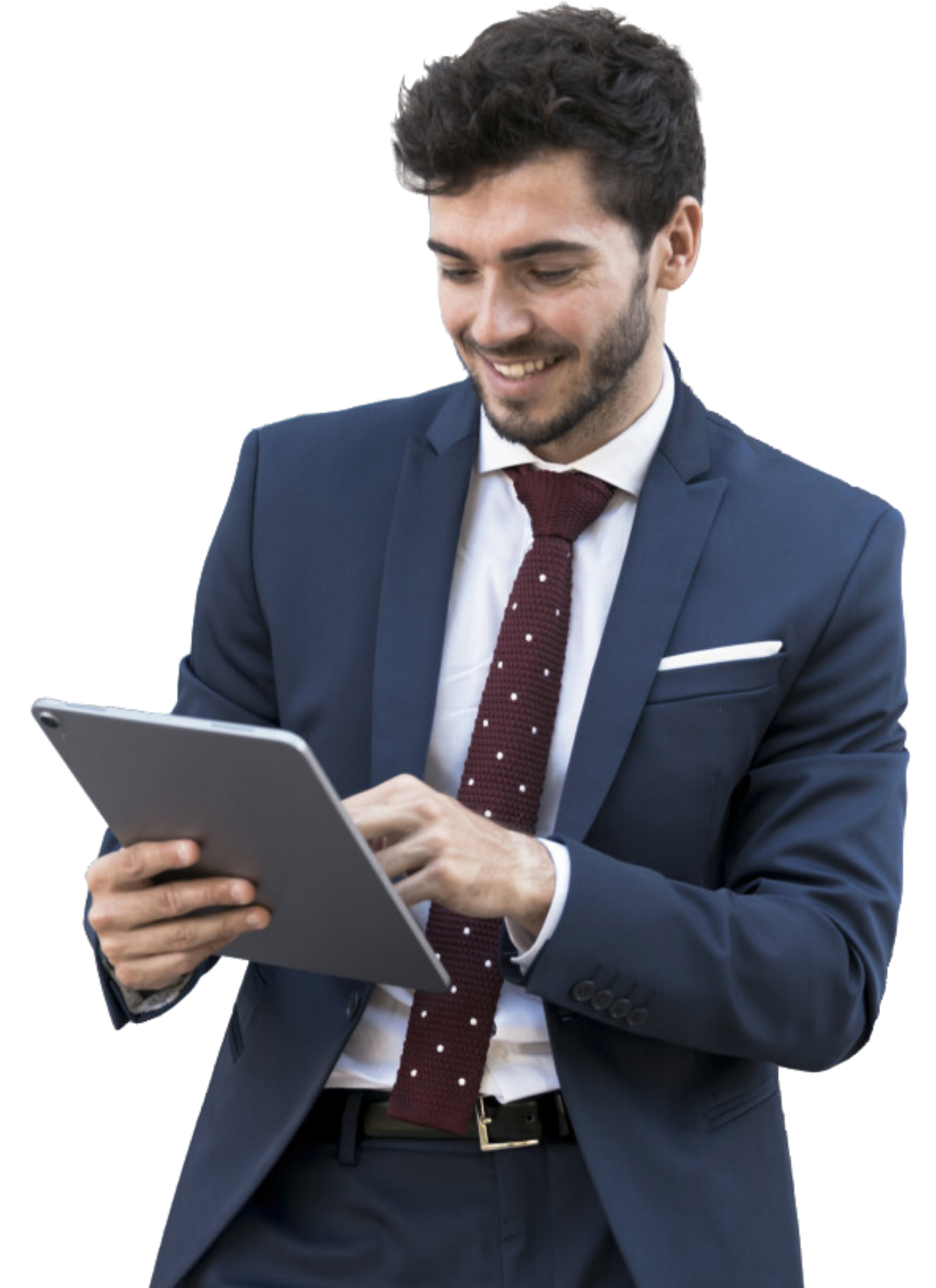 executive holding a tab
